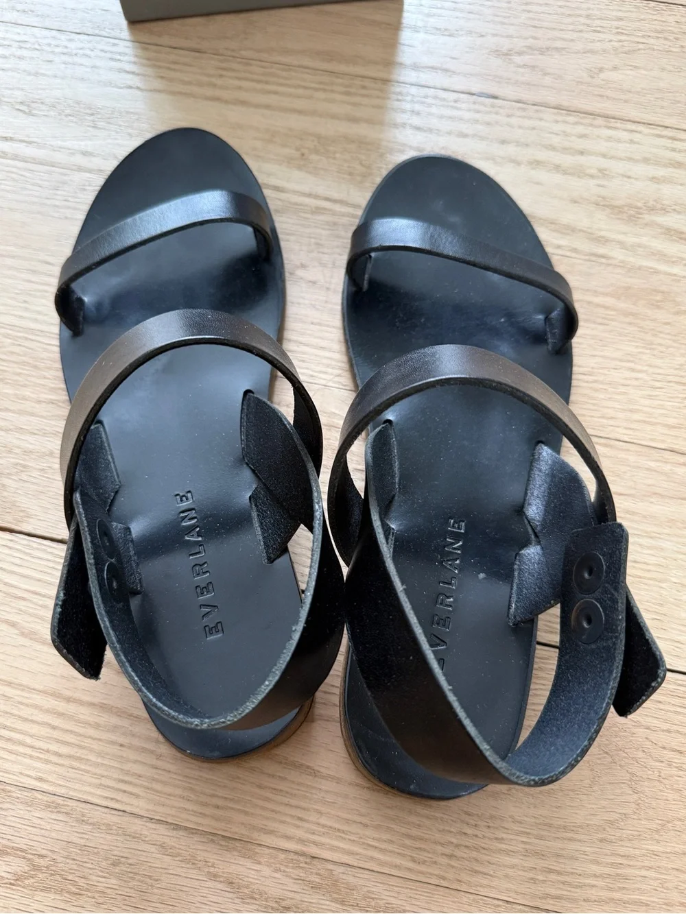 Everlane Black Leather Two‑Strap Slingback Sandals 7.5 - Picture 3 of 6